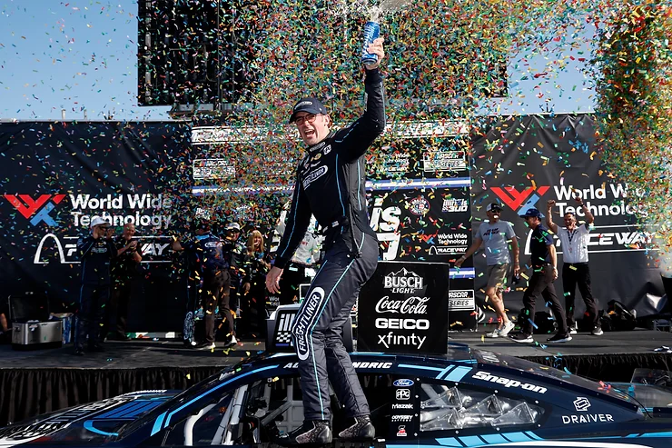 Driver celebrating after a win