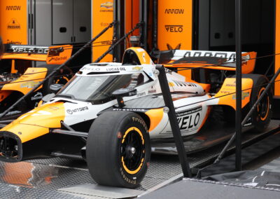 Alexander Rossi's car sits in the paddock at Portland.