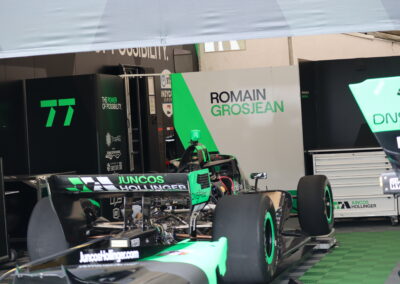 Romain Grosjean's car sits in the paddock at Portland.