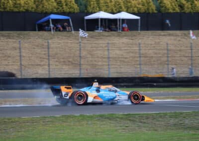 Nolan Siegel drives at Portland.