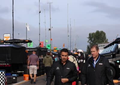 Dario Franchitti looks on at Portland.