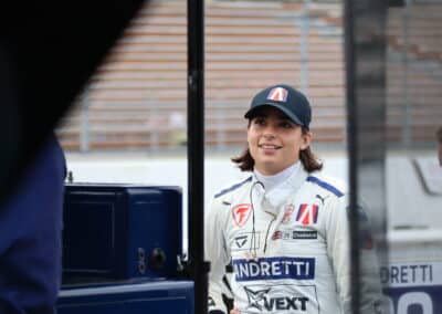 Jamie Chadwick looks on at Portland.