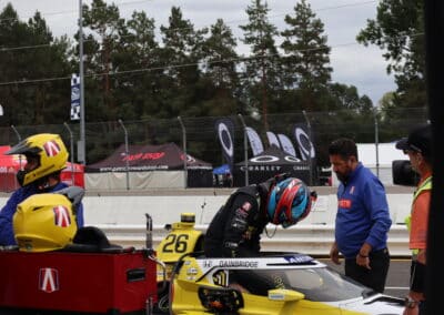 Colton Herta gets into his car at Portland.