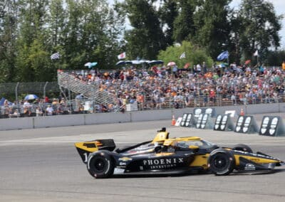 Santino Ferrucci drives at Portland.