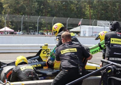 Colton Herta pits at Portland.