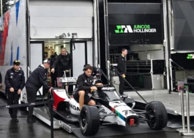 Juri Vips' car in the paddock at Portland.