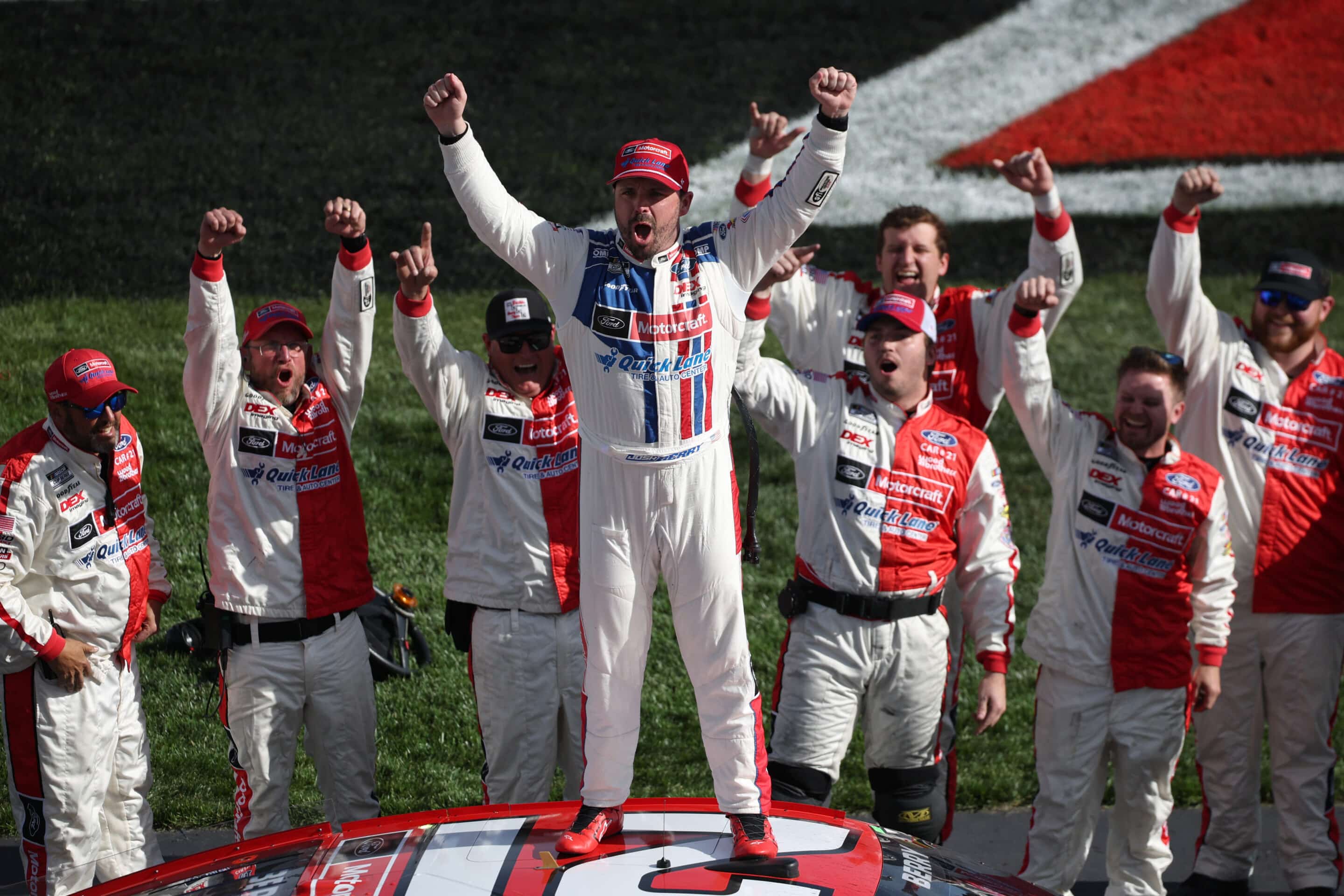 Josh Berry celebrates after winning at Las Vegas.
