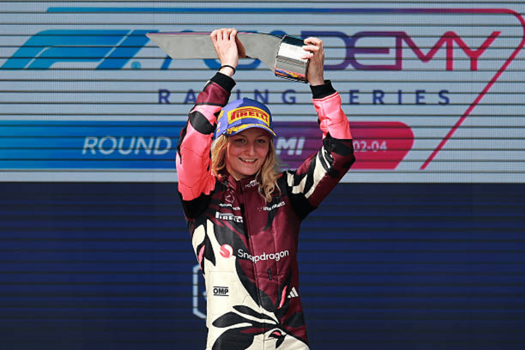 Doriane Pin celebrates after winning in Miami.