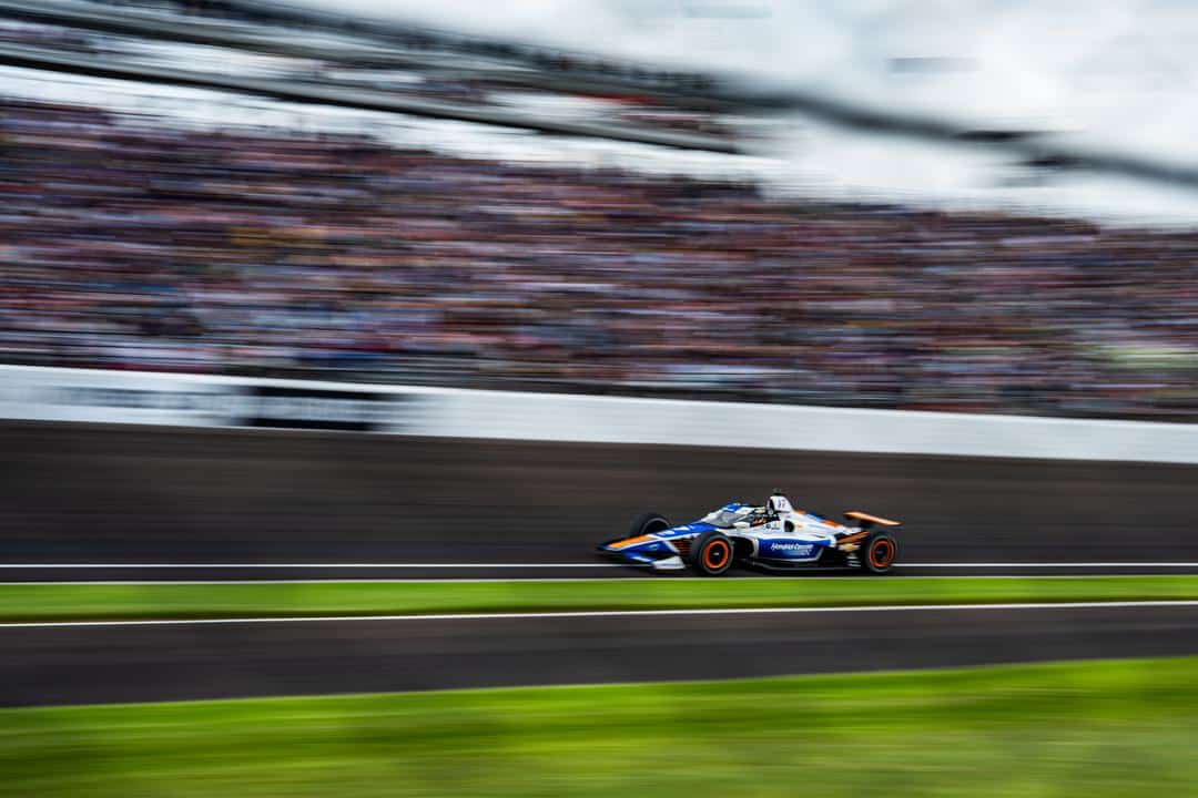 Kyle Larson drives at Indianapolis.