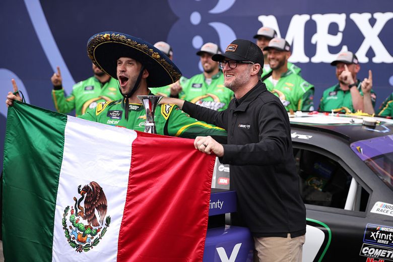 Daniel Suárez and Dale Earnhardt Jr. celebrate in Mexico City.