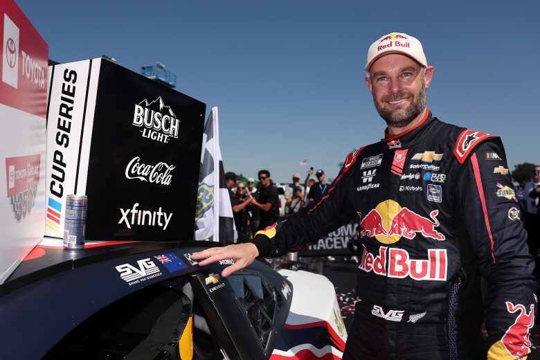Shane van Gisbergen celebrates in Victory Lane at Sonoma.