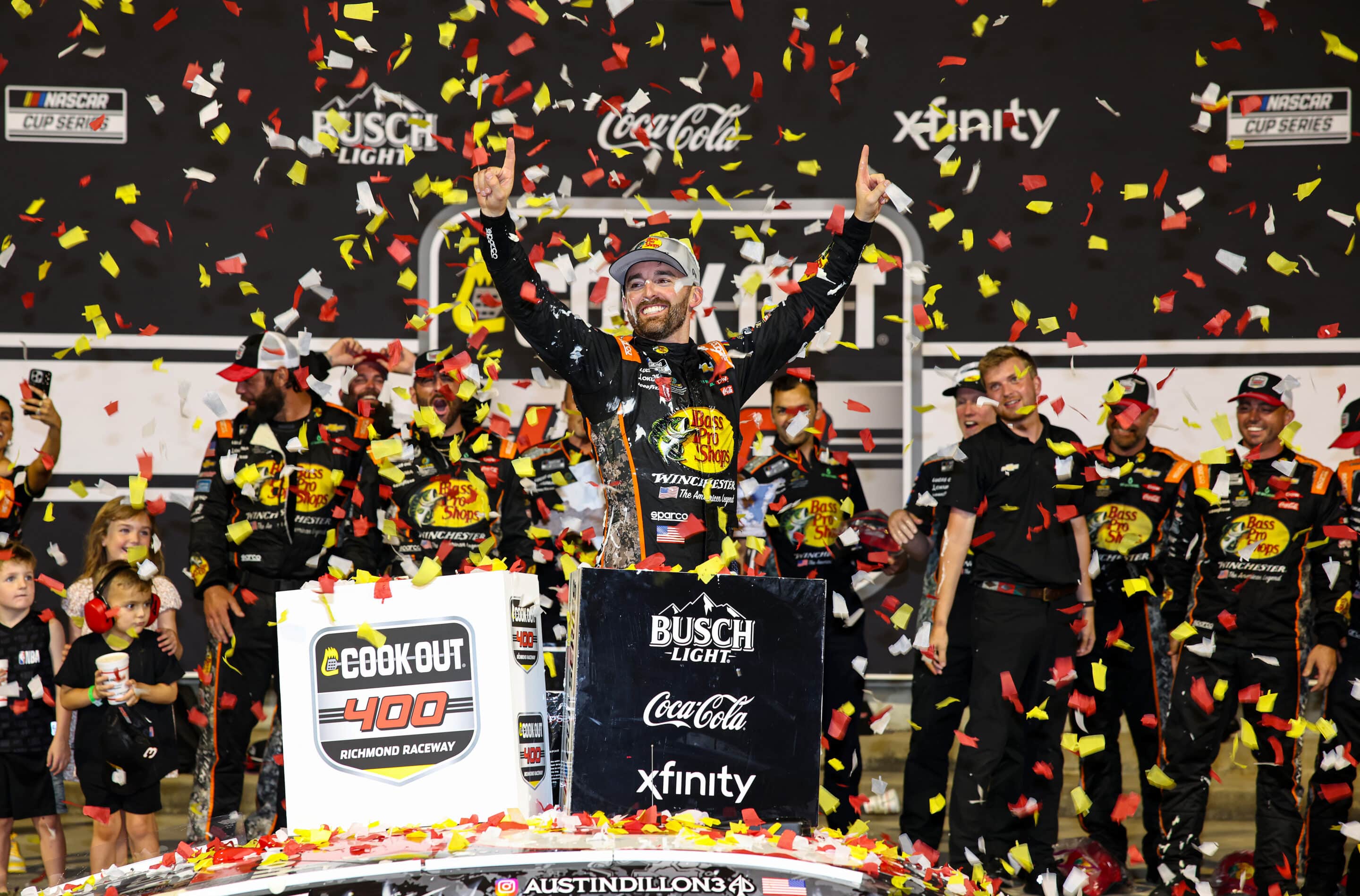 Austin Dillon celebrates in Victory Lane at Richmond.