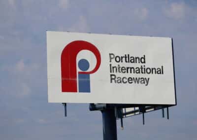 A general view of the Portland track sign.