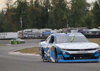 Austin Hill drives at Portland.