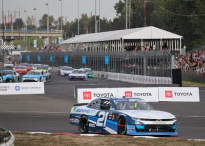 Austin Hill drives at Portland.