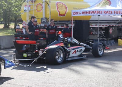 Jacob Abel's car sits in the garage at Portland.
