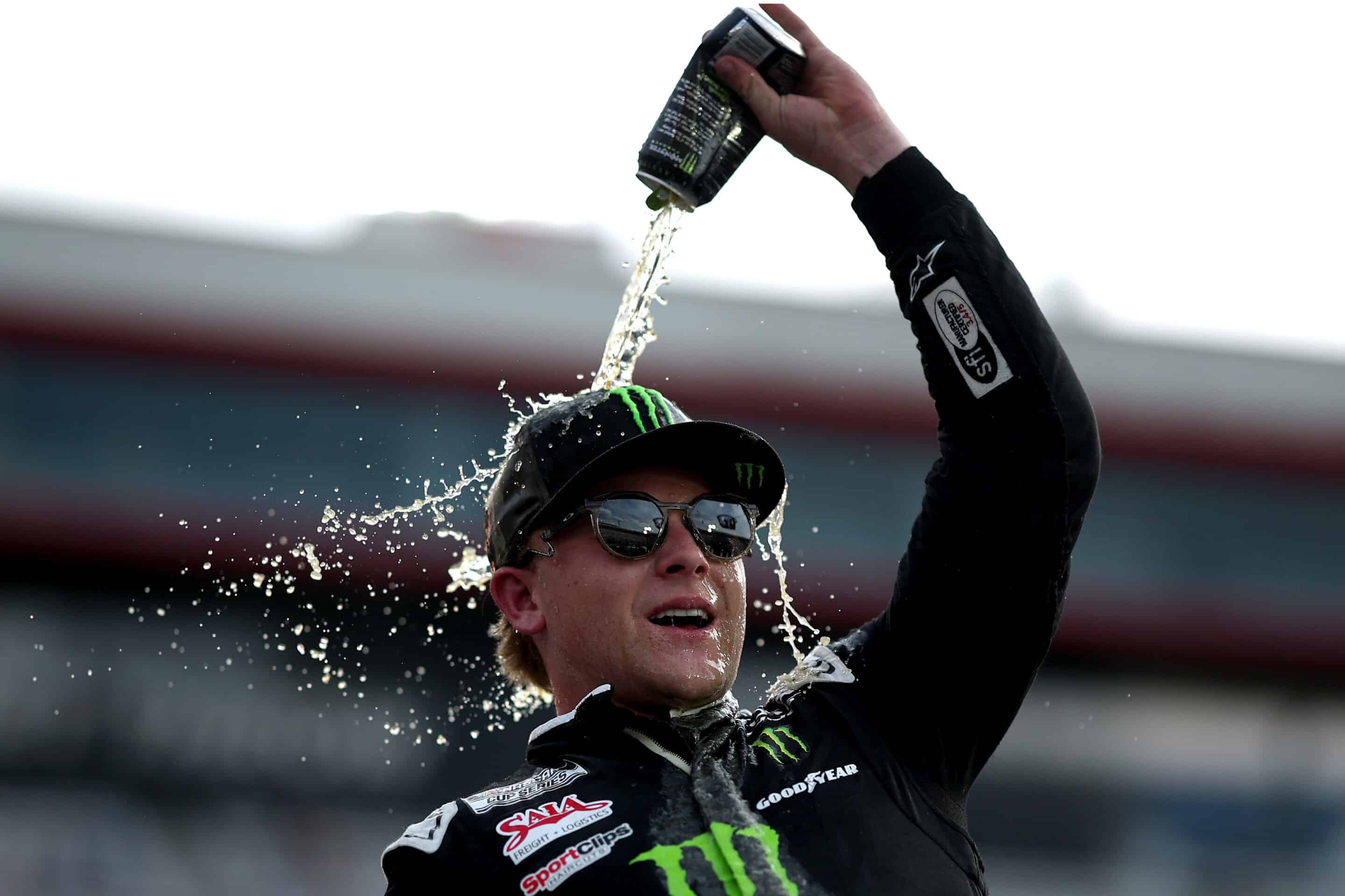 Ty Gibbs celebrates after winning at Bristol.