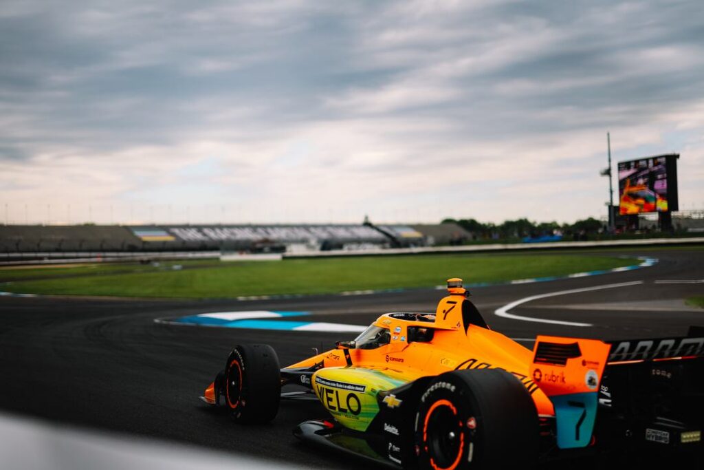 Christian Lundgaard drives at Indianapolis,
