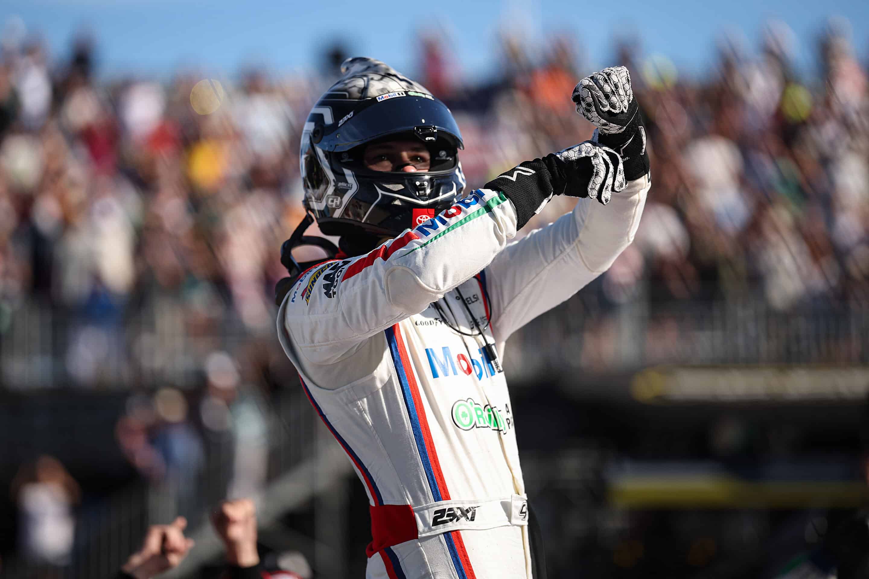 Corey Heim celebrates after winning at Naval Base Coronado.