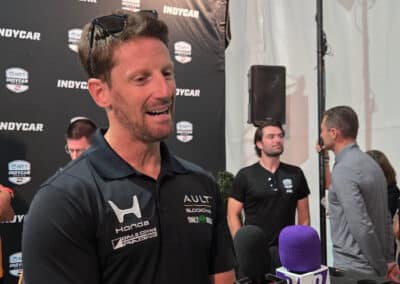 Romain Grosjean looks on at Portland.
