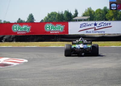 Marcus Armstrong drives at Portland.