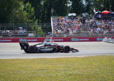 Dennis Hauger drives at Portland.