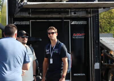 Romain Grosjean looks on at Portland.