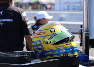A general view of Marcus Ericsson's helmet at Portland.