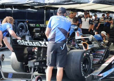 Felix Rosenqvist's car rolls through technical inspection at Portland.
