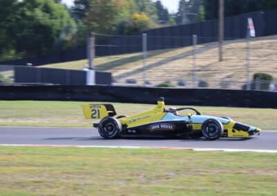 Nikita Johnson drives at Portland.