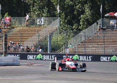 Bryce Aron drives at Portland.