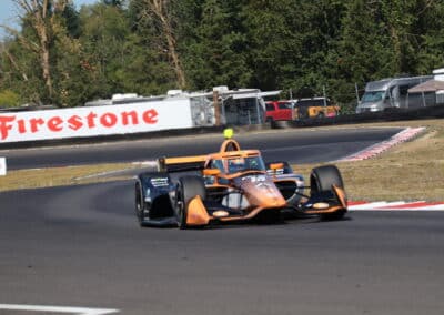 Dennis Hauger drives at Portland.