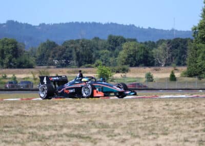 Nicholas Monteiro drives at Portland.