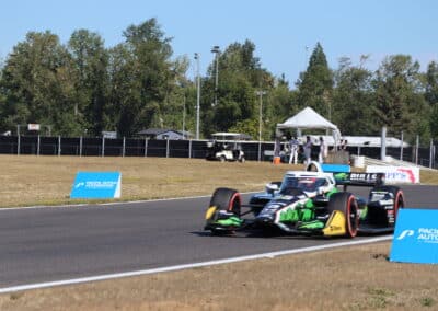 Marcus Armstrong drives at Portland.