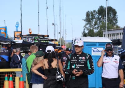 Marcus Ericsson looks on at Portland.