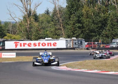 A general view of racing at Portland.