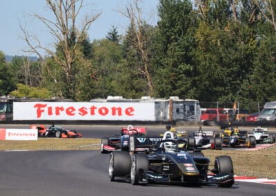 A general view of racing at Portland.