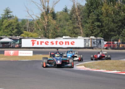 A general view of racing at Portland.