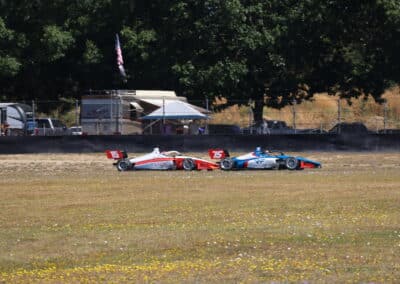 Nicolas Stati and Alexander Koreiba go off course at Portland.