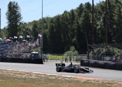 Nicholas Monteiro drives at Portland.