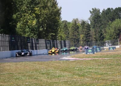 A general view of racing at Portland.