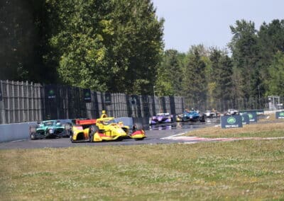A general view of racing at Portland.