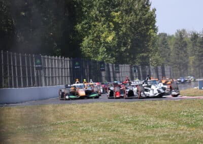 A general view of racing at Portland.