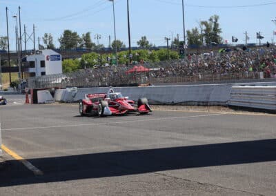 Josef Newgarden enters pit road at Portland.
