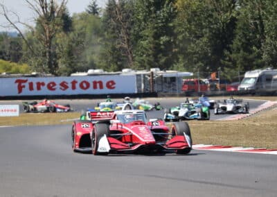 A general view of racing at Portland.