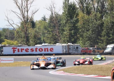 A general view of racing at Portland.