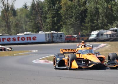 Christian Lundgaard drives at Portland.