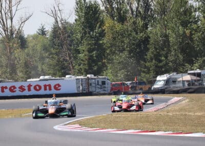 A general view of racing at Portland.