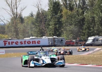 A general view of racing at Portland.