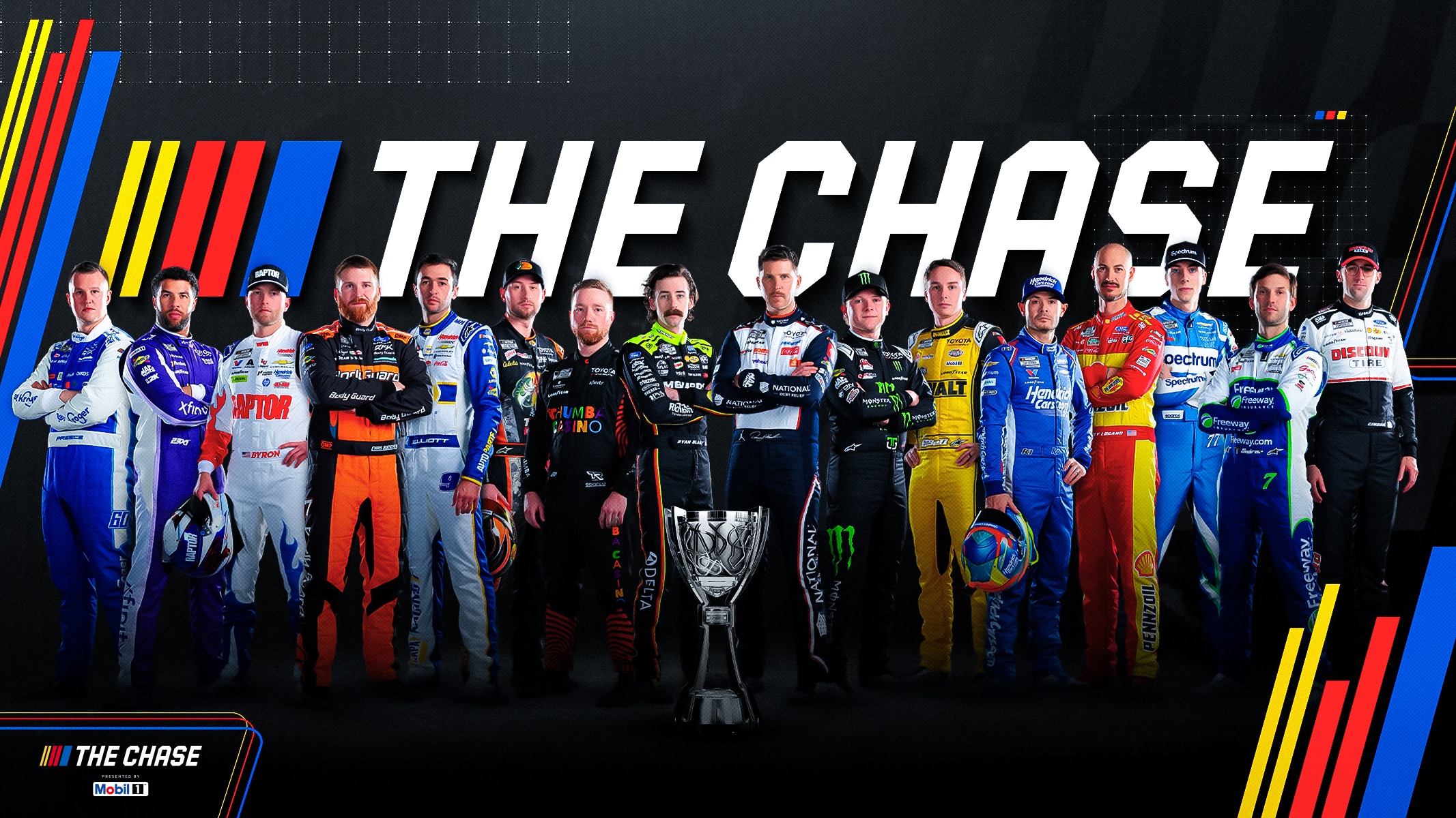 A general view of all 16 drivers in the 2026 NASCAR Cup Series Chase.